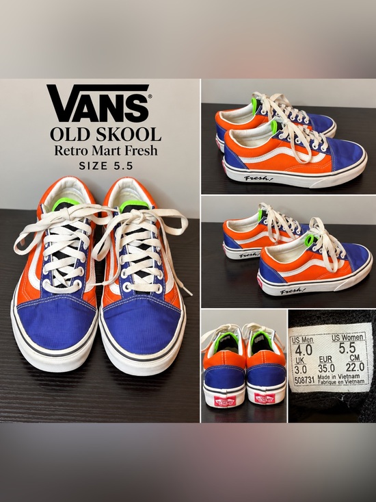 Vans Shoes - Vans Old Skool Orange, Blue & White Low-Top Sneakers